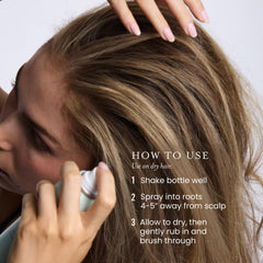 Drybar Detox applied to roots demonstrating visible lift and added volume benefit