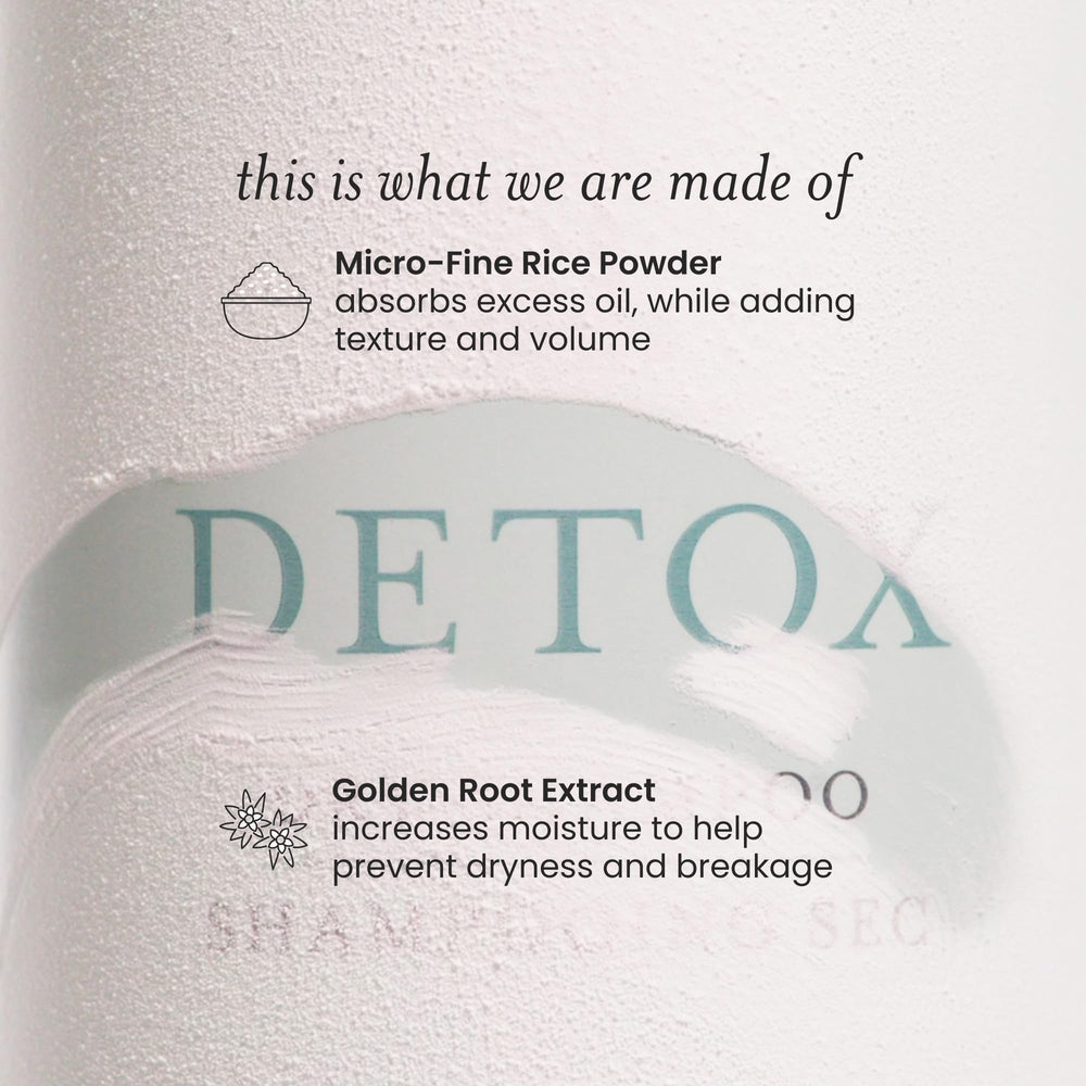 Drybar Detox bottle beside passport showing travel-size convenience and on-the-go refresh benefit