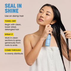 Drybar travel bottle inside a toiletry bag for on-the-go shine benefit