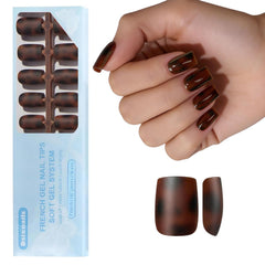 Dsixnails front packaging showing tortoiseshell short square nails and contents