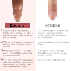 Dsixnails cured under UV light displaying hardened, glossy finished tips