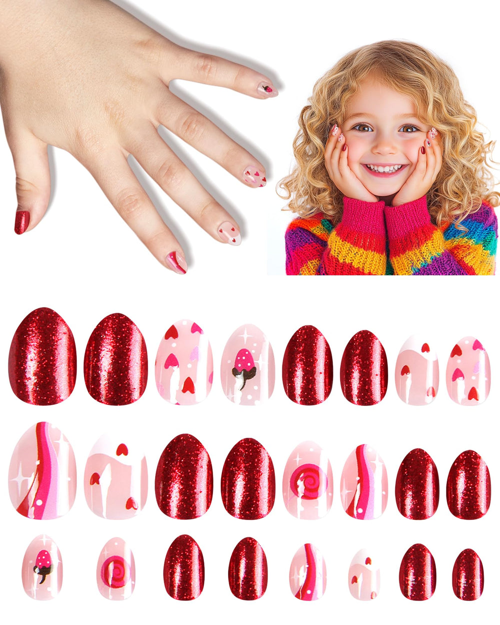 DSVANAY front packaging showing petite press-on nails and colorful designs for easy gifting