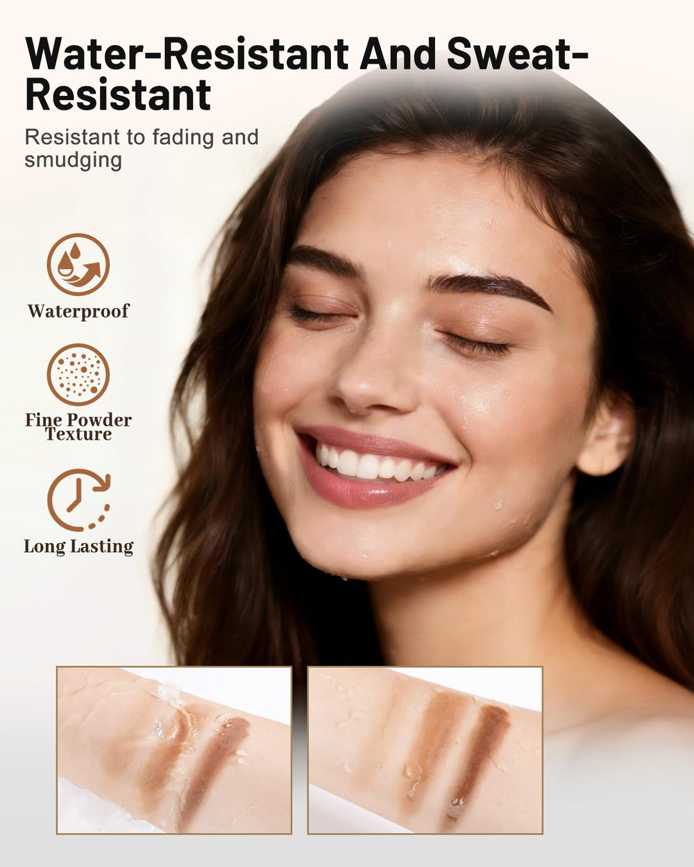 DuaTana model applying brow powder for natural defined brows benefit