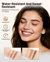 DuaTana model applying brow powder for natural defined brows benefit