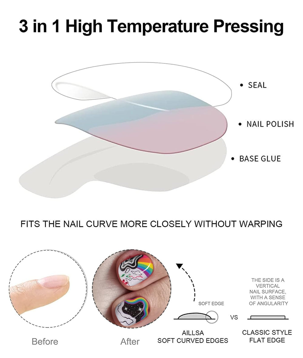 DUKASOU size chart next to nails illustrating correct sticker fit benefits