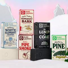 Duke Cannon soap styled in holiday gift scene suggesting gifting appeal