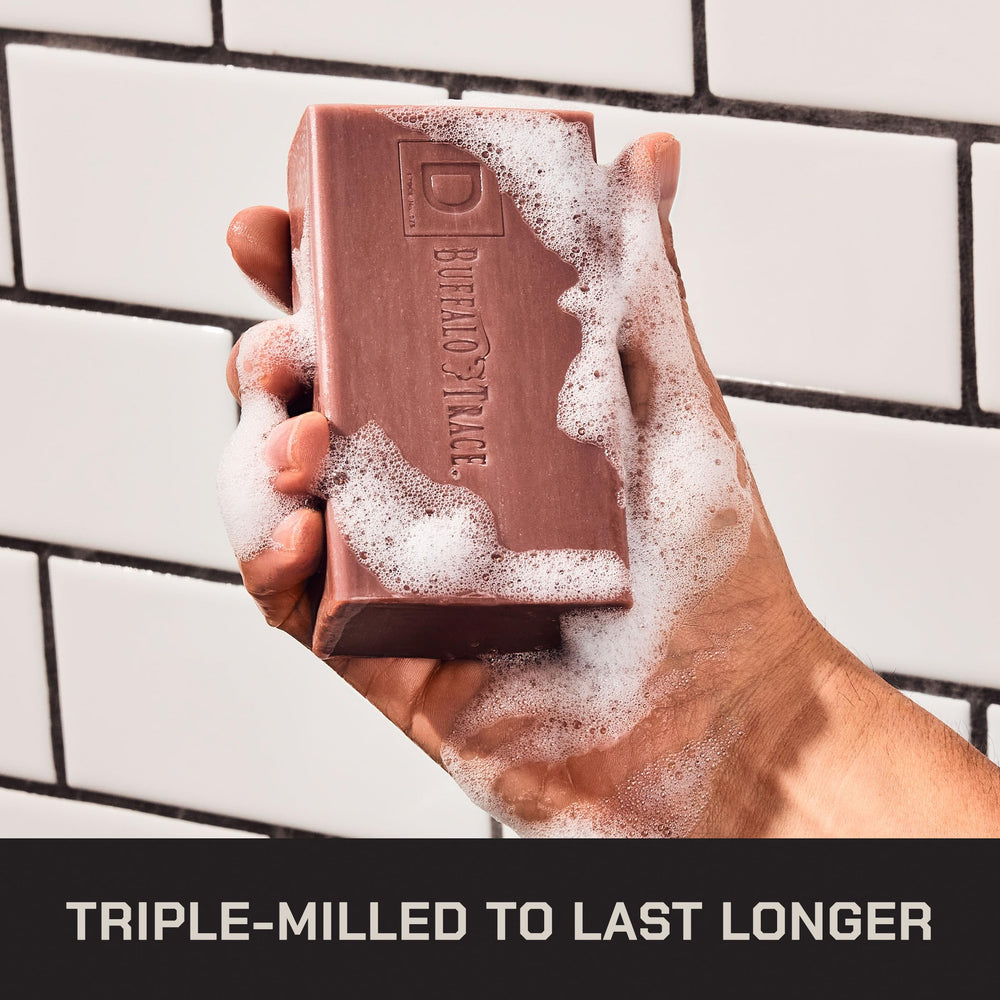 Duke Cannon bar angled side highlights large 10 oz size for long use