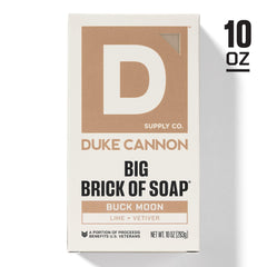 Duke Cannon Supply Co. label close-up showing scent notes and manufacturing details benefit