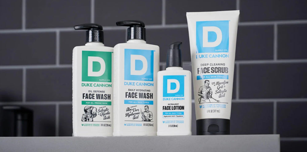 Duke Cannon tube held in hand to show 3 oz size and travel-friendly convenience