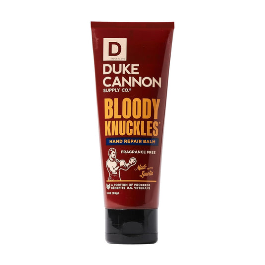 Duke Cannon front packaging showing 3 oz tube and clear product identity benefits