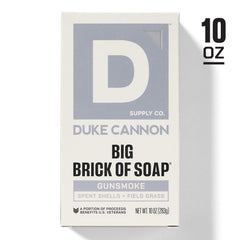 Duke Cannon Gun Smoke in-shower lifestyle image with user washing away grime effectively