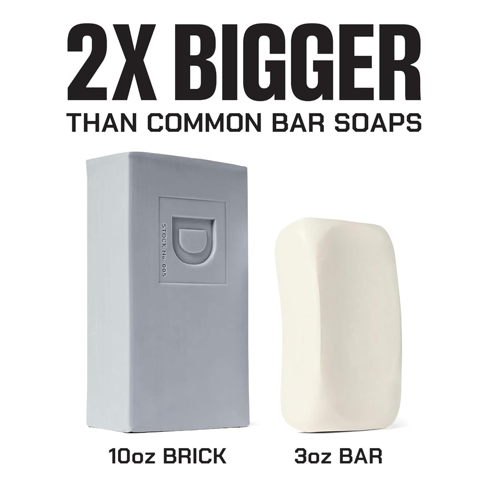 Duke Cannon Gun Smoke size comparison in hand highlights big brick lasting longer