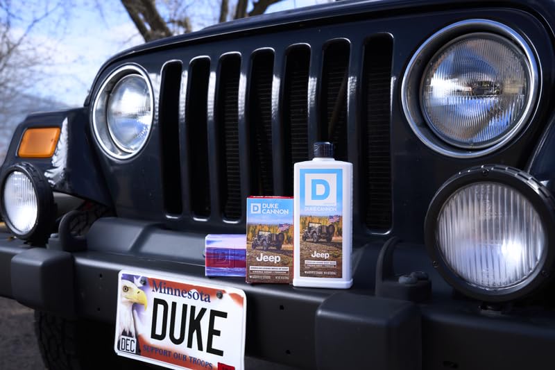 Duke Cannon lifestyle outdoor shower setting evoking rugged scent and suitability for active routines