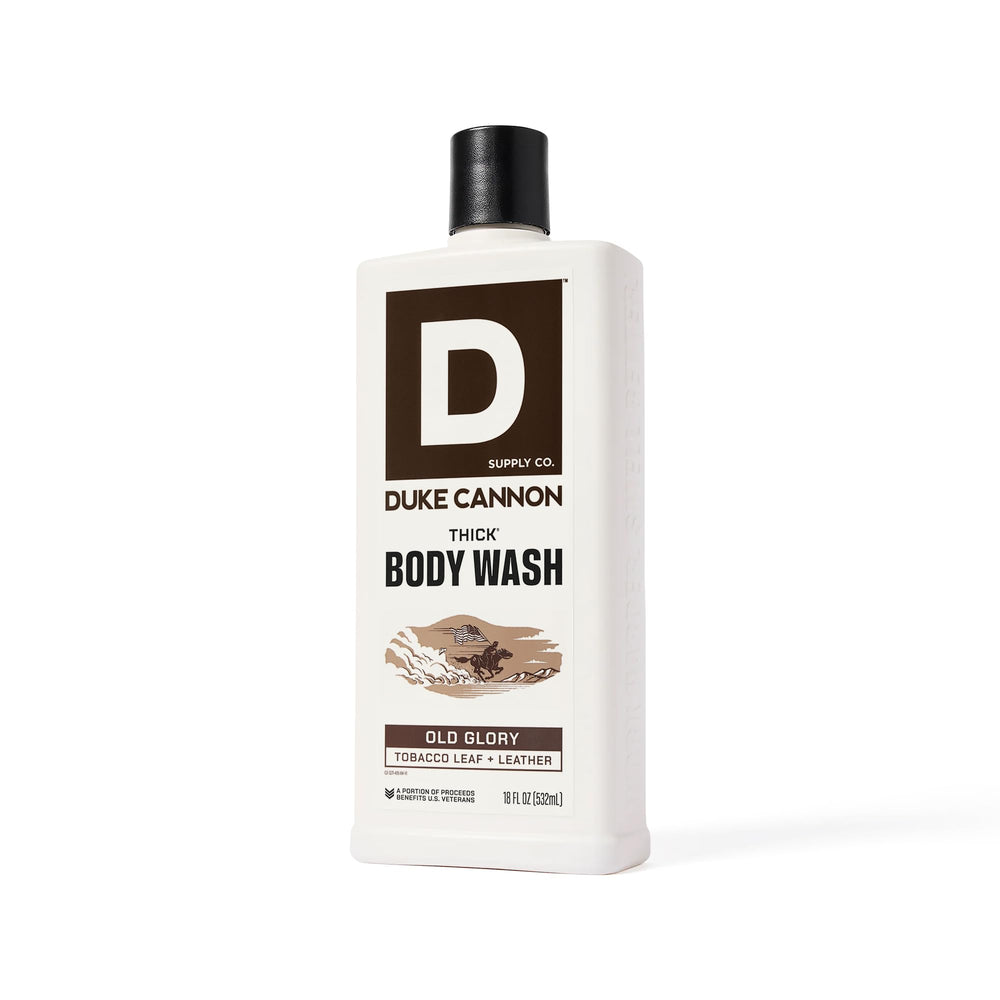 Duke Cannon Old Glory tobacco leaf and leather scent evoking warmth