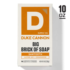 Duke Cannon packaging and label close-up showing made-in-USA mark and ingredient clarity