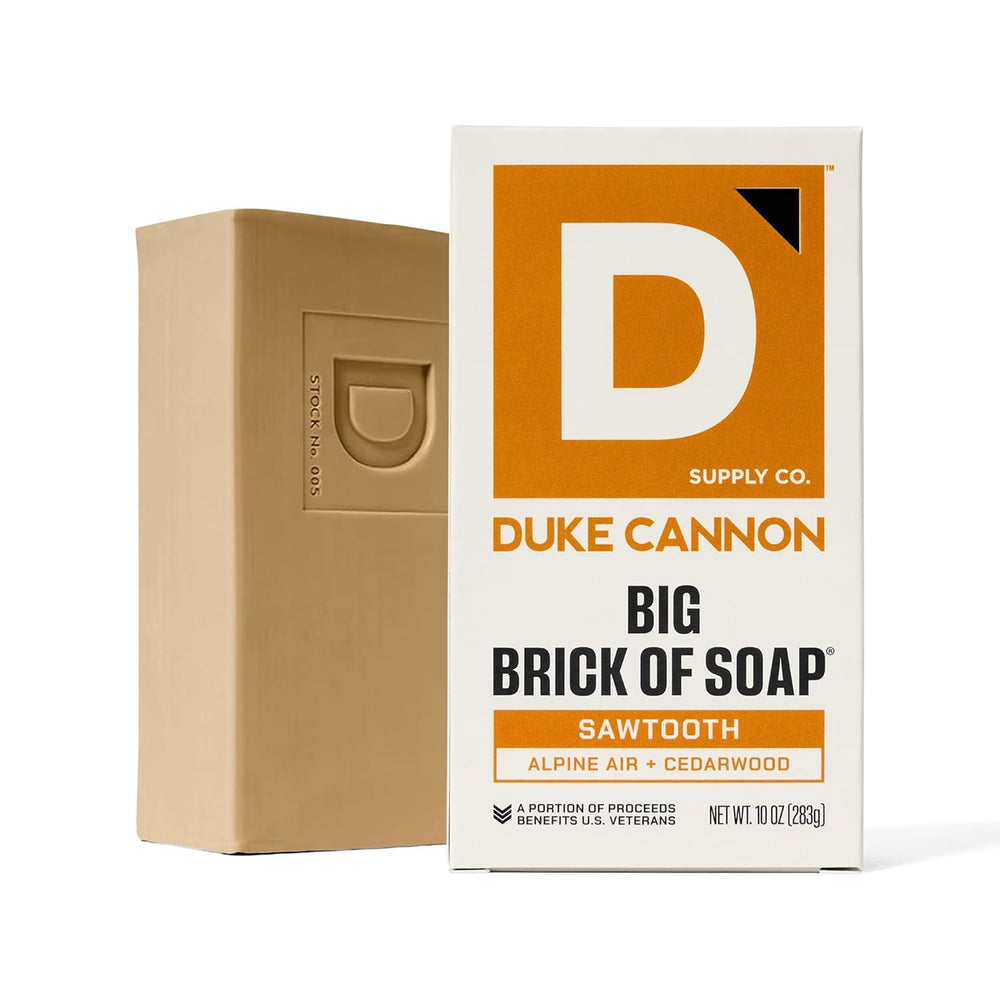 Duke Cannon bar staged outdoors evoking cedar-alpine scent and adventurous appeal