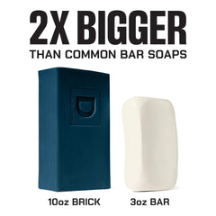 Duke Cannon soap in use in shower demonstrating thorough cleansing