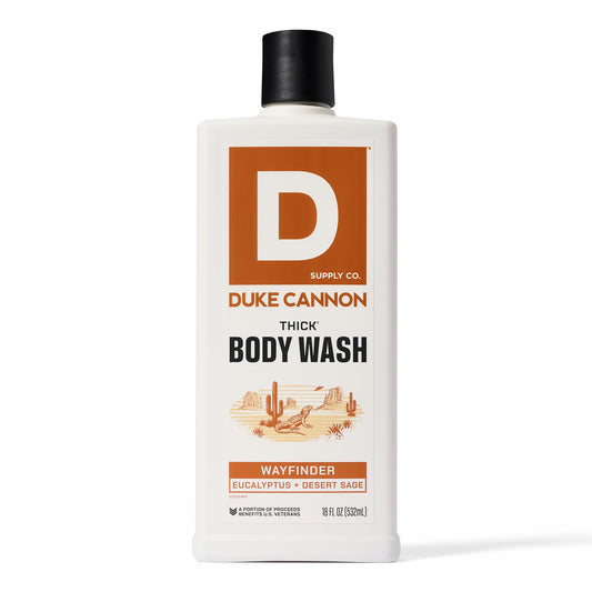 Duke Cannon front packaging showing bold label and durable bottle for long-lasting supply