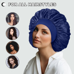 DUOMODRAGON bonnet worn by model with curly hair preserving morning style