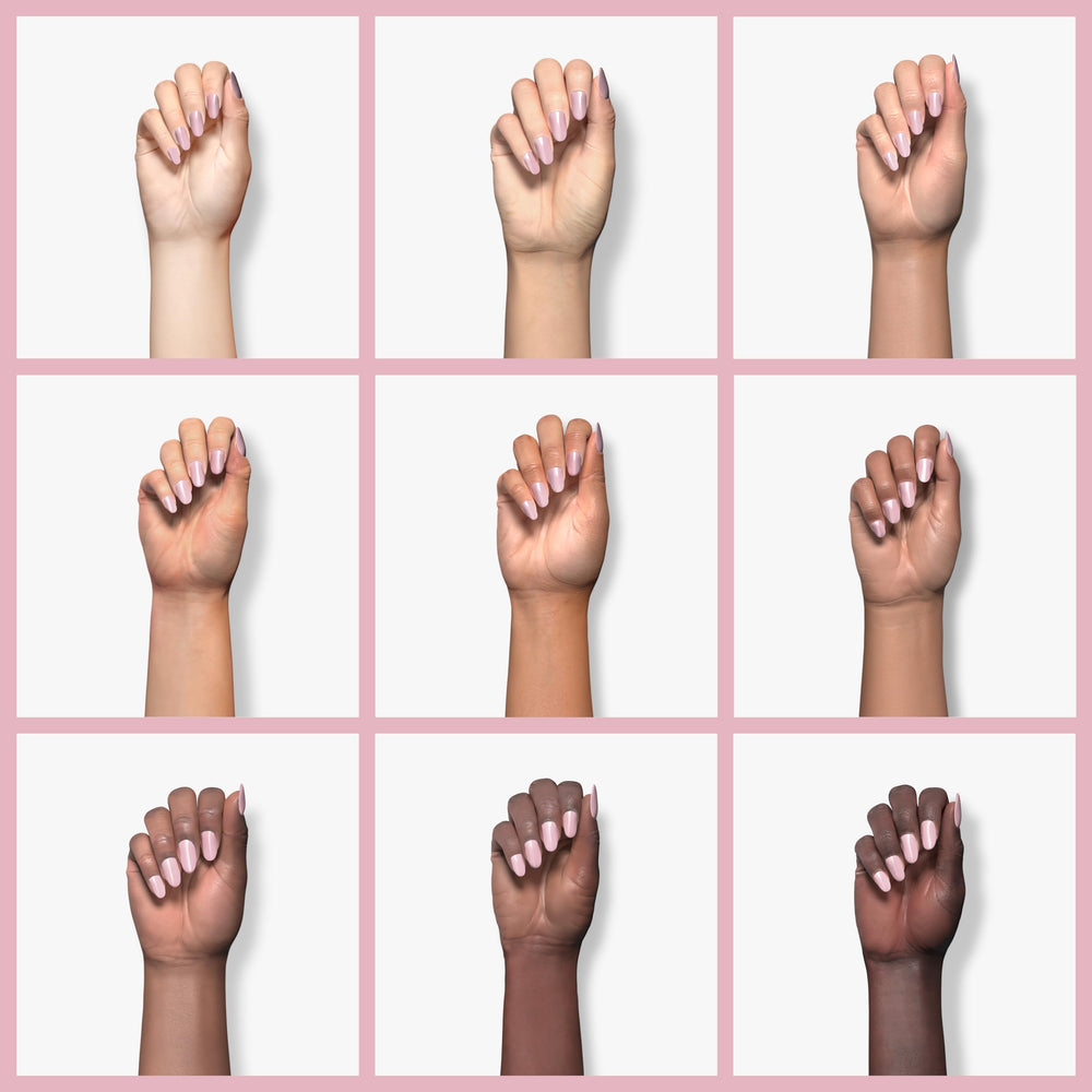 duri swatch on nail tip demonstrating semi-sheer French manicure effect