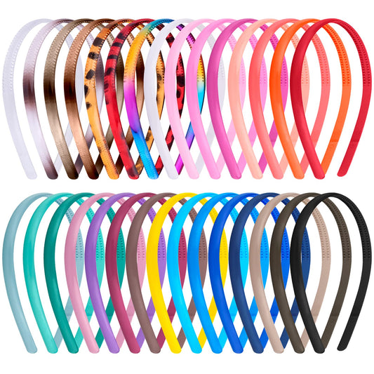 Duufin front view of 30 colorful headbands showing variety and convenience