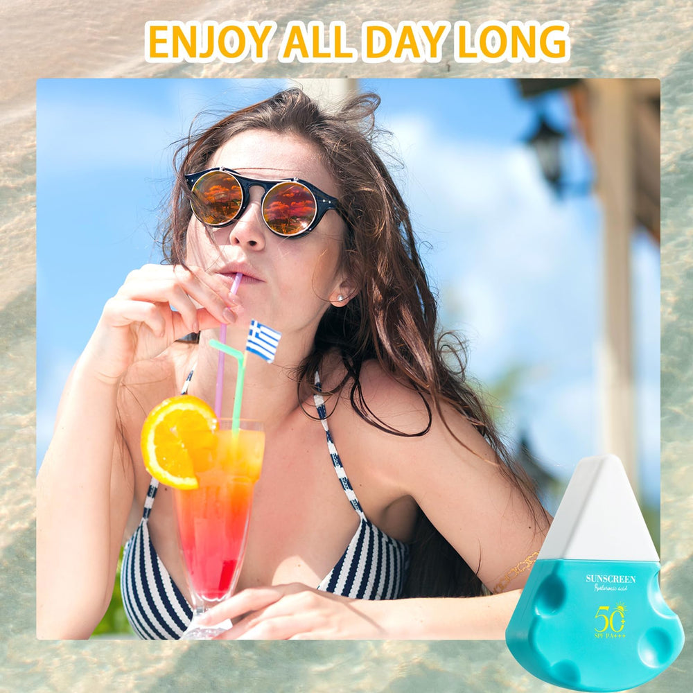 Lifestyle scene at the beach using DWDiWen sunscreen showing practical outdoor sun care