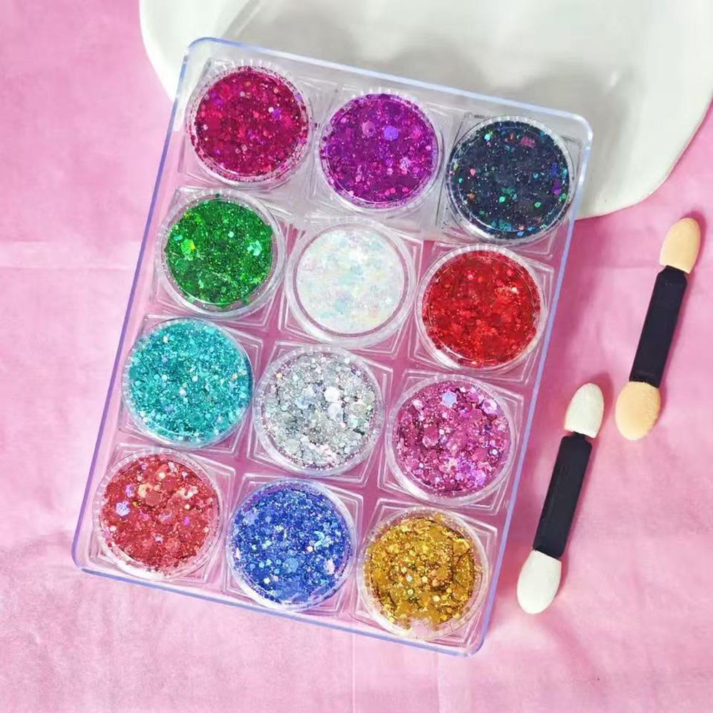 Dylxingtu front packaging showing all 12 jars and vibrant colors for festival looks