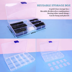DySaLic clear storage box open with movable dividers, neat organized storage
