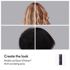 Dyson set staged on a bathroom vanity showing everyday styling routine benefit