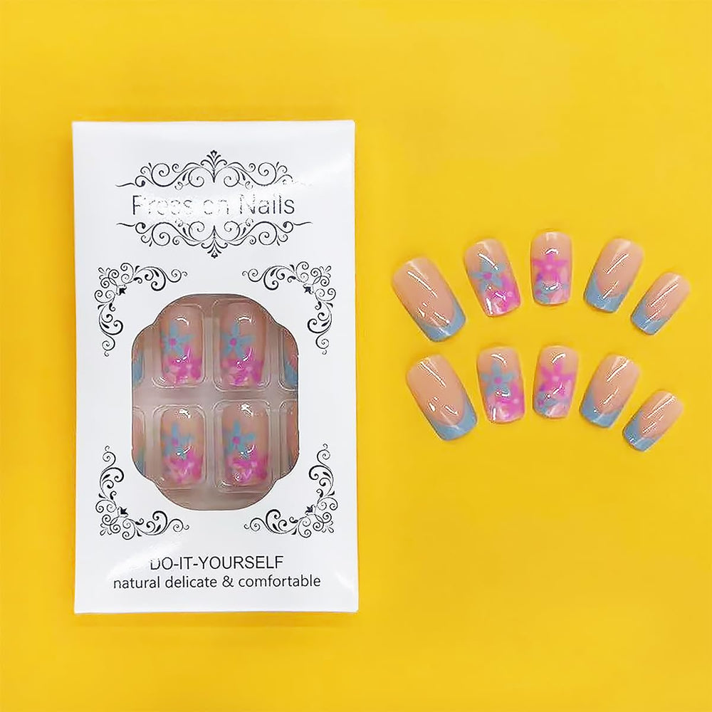 DZPGUONIZ pink flower detail on nail accent offering delicate decorative flair