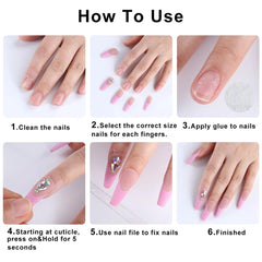 DZPGUONIZ size comparison showing nail tip on finger for fit guidance