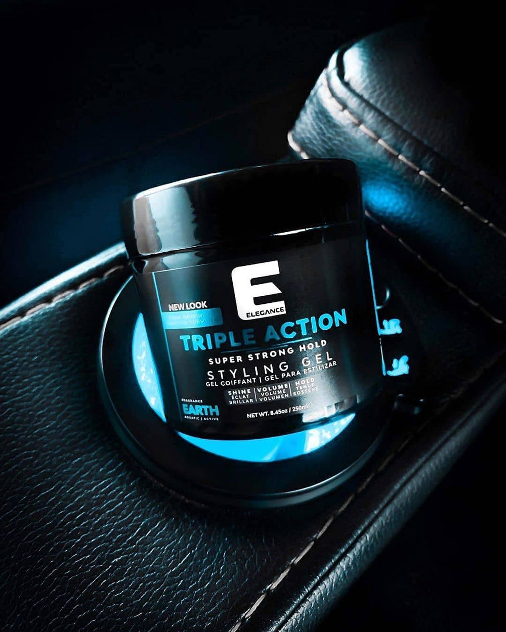 E Elegance close-up gel texture in jar highlighting smooth consistency for easy application and controlled hold