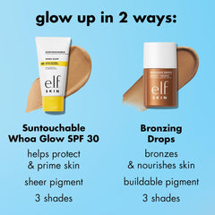 e.l.f. bronzing drops label detail highlighting vegan ingredients and benefits