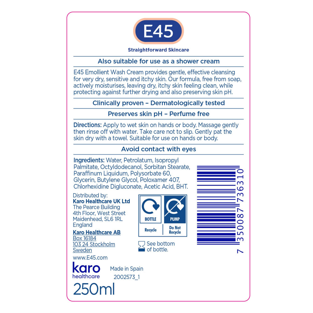 E45 hand applying cream showing soothing action and protected skin benefit