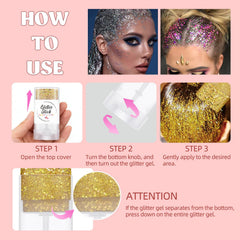 EAEVDJ full-face stage makeup showcasing dramatic concert-friendly glitter