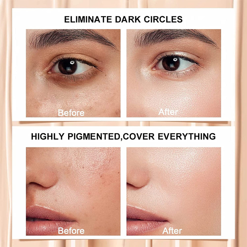 Eakroo before and after under-eye correction demonstrating concealing benefit