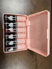 Eakroo lifestyle flatlay with makeup bag showing portable daily kit