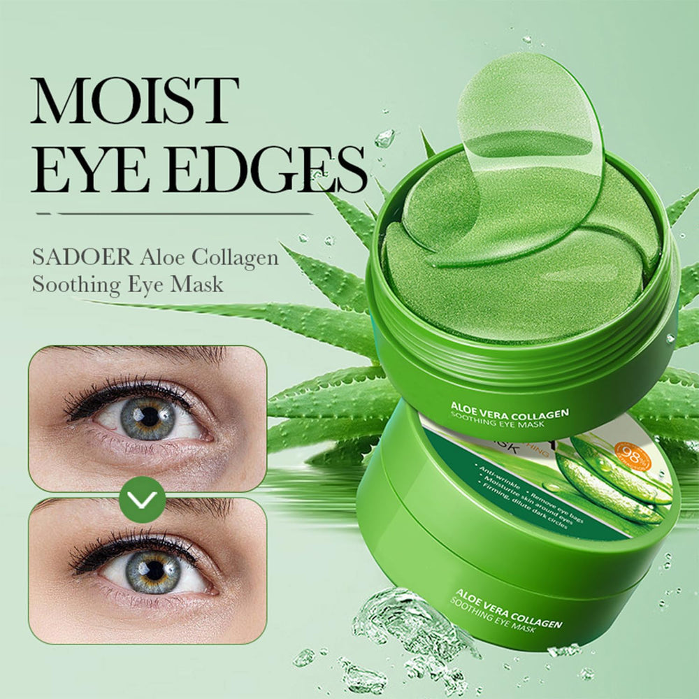 Eakroo patch applied under eye demonstrating secure fit and de-puffing