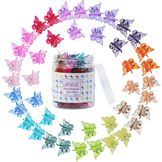 EAONE round box of 50 colorful butterfly clips showing organized storage and quick access