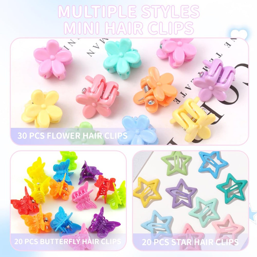 EAQIOIL mini flower star and butterfly clips close-up showing smooth edges and durability