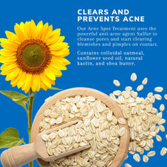 Close-up ingredients callout on Earth's Care highlighting 10% sulfur active benefit