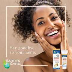 Angled product packaging of Earth's Care illustrating tube design and portability benefit