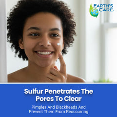 Earth's Care cream texture close-up highlighting smooth sulfur ointment benefit