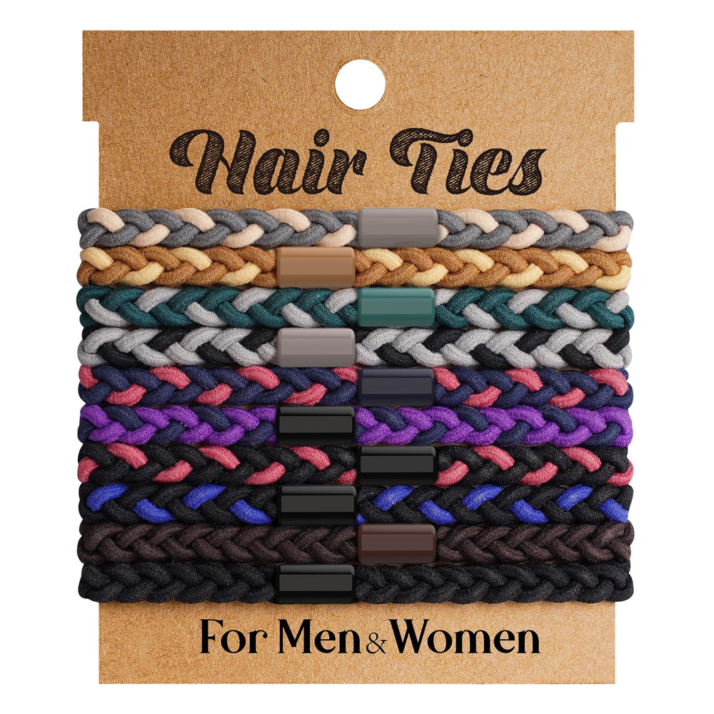 EasYoung front packaging showing 10 braided no-crease hair ties, durable set benefit