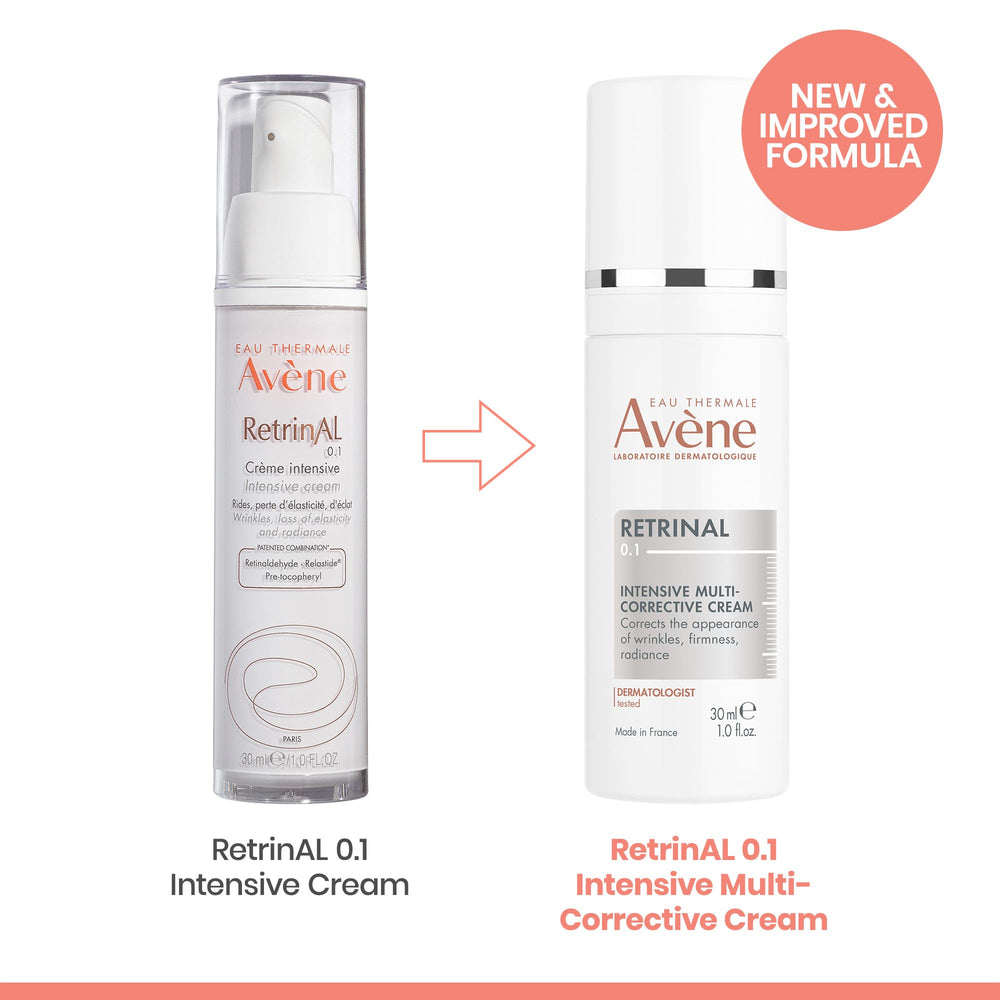 Eau Thermale Avène Retrinal next to sunscreen for scale illustrating recommended daytime protection benefit