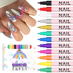EBANKU front packaging showing 12 vibrant nail art pens and included colors benefit quick selection