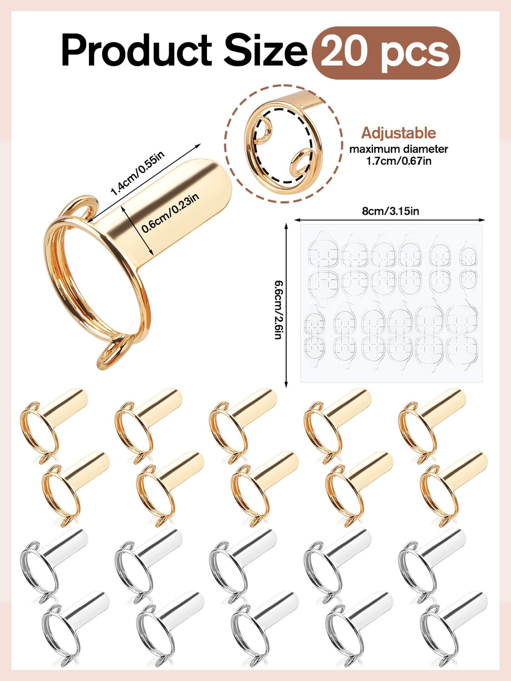 EBANKU rings shown on varied hand sizes for adjustable fit benefit