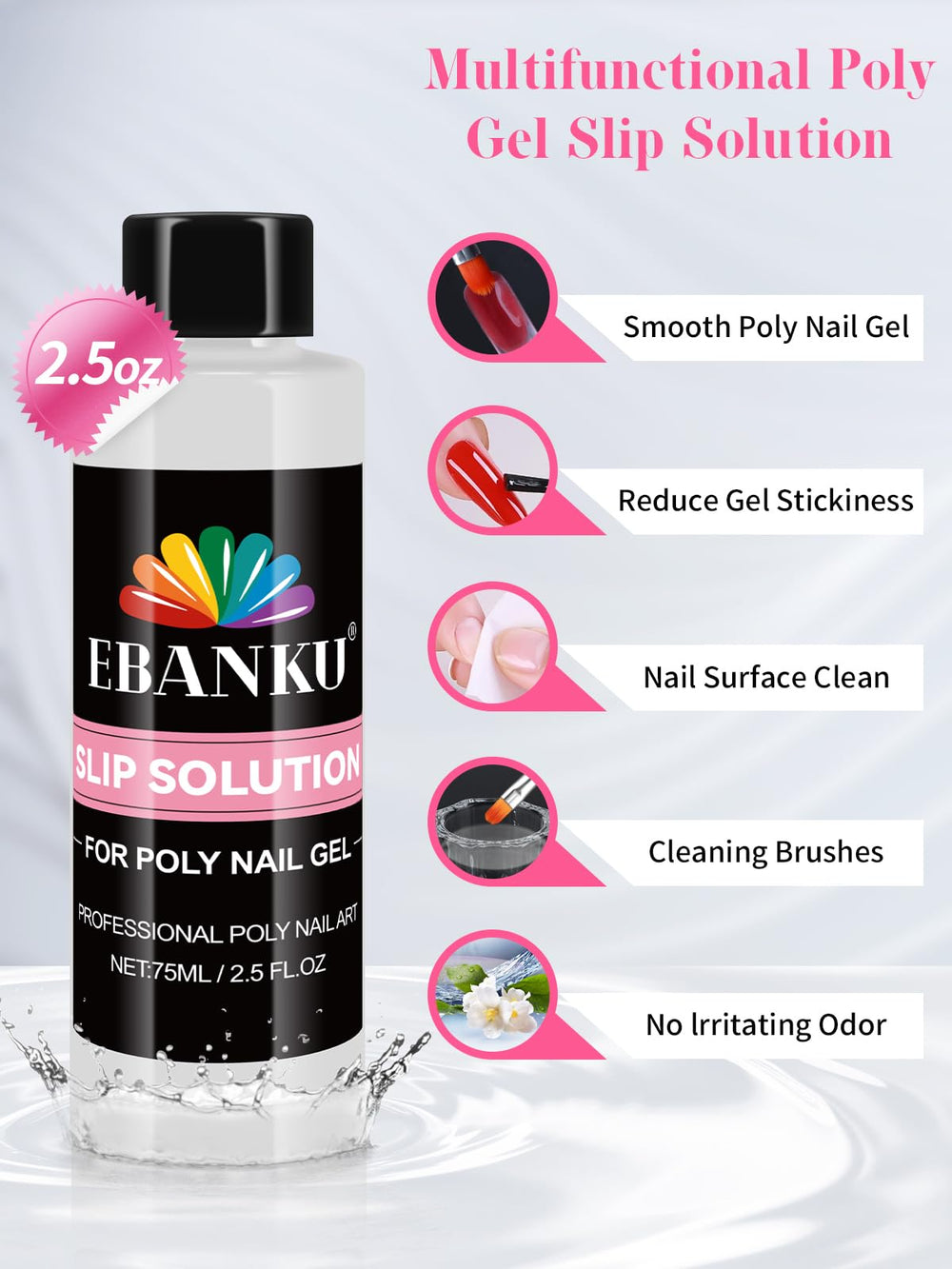 EBANKU slip solution bottle detail for smooth gel application