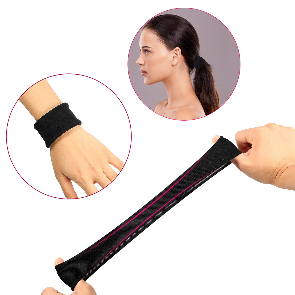 EBOOT hair tie securing a thick ponytail to show strong hold during activity