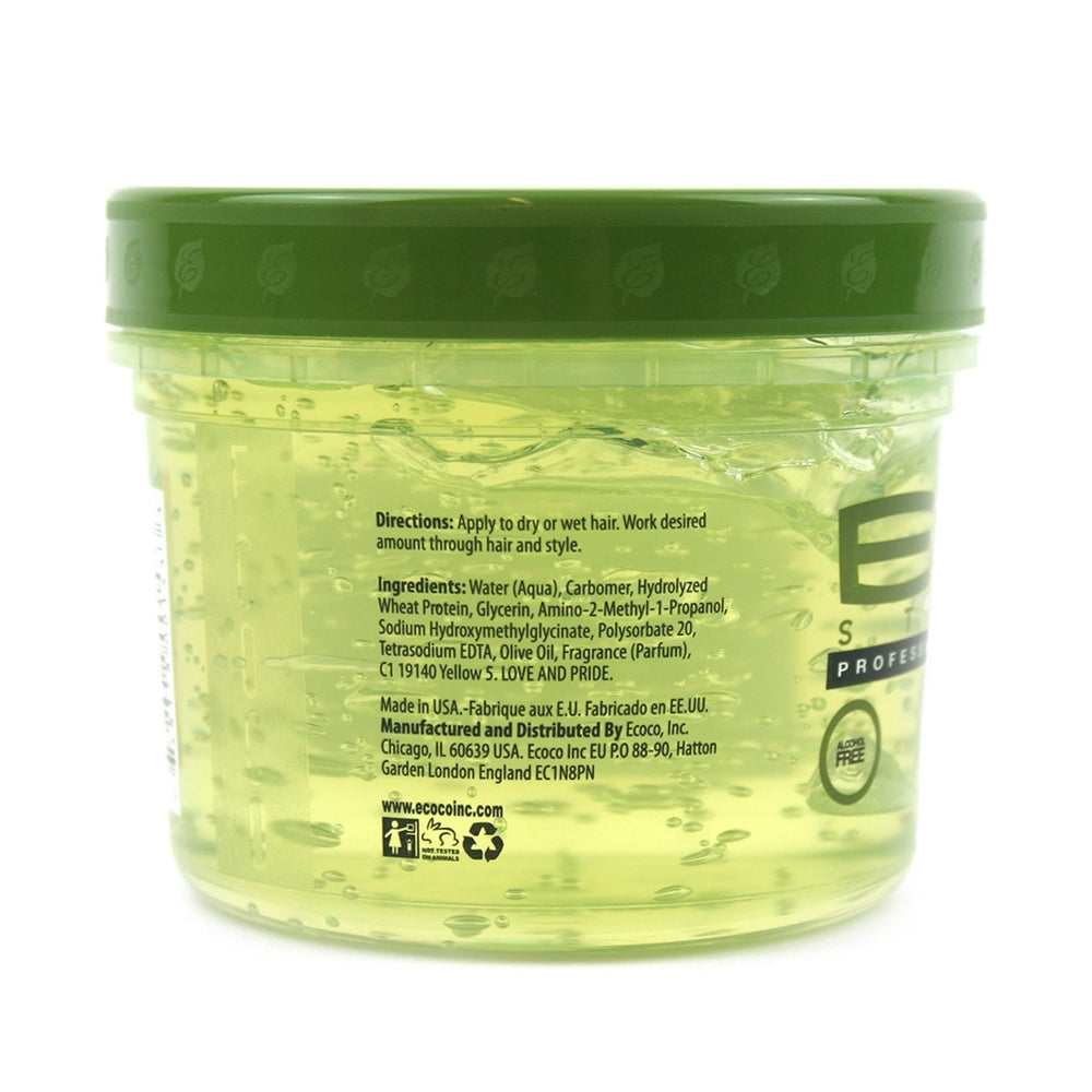 ECCO Eco Styler applied to hair edges demonstrating sleek hold and control
